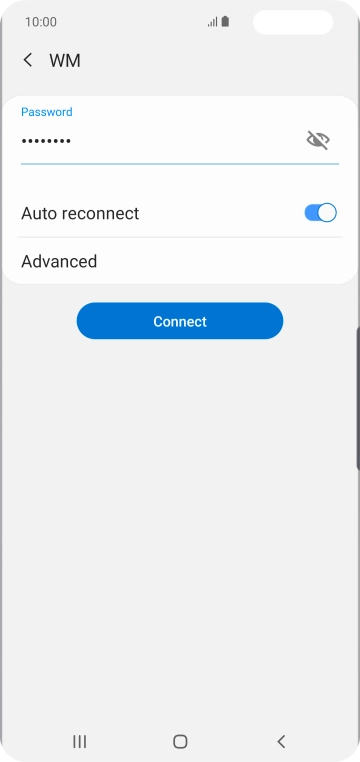 Key in the password for the WiFi network and press Connect.