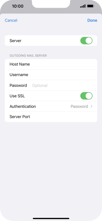Press the indicator next to 'Use SSL' to turn off the function.