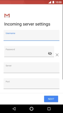 Press the field below 'Server' and key in the name of your email provider's incoming server.