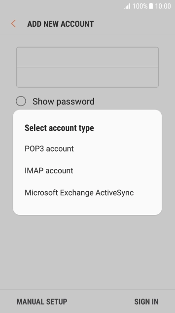 Press POP3 account. Press POP3 account.