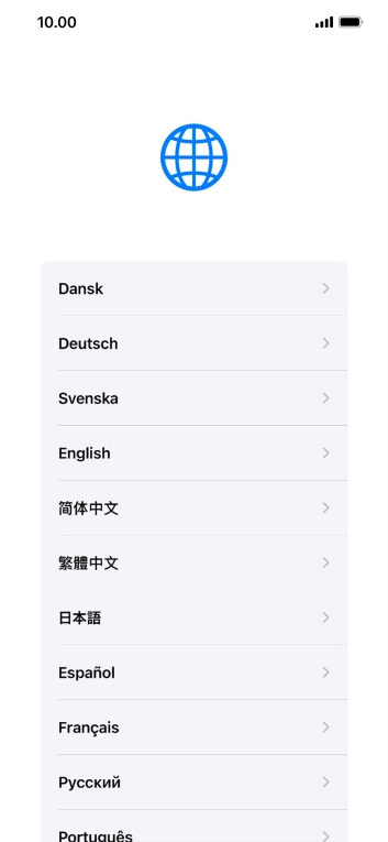 Press the required language. Press the required language.