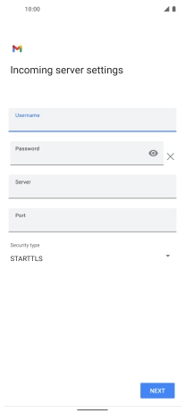 Press the field below 'Server' and key in the name of your email provider's incoming server.