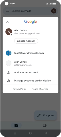 Press the required email account.