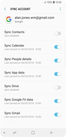 Press the indicator next to 'Sync Contacts' to turn on the function.