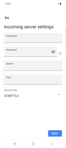 Press the field below 'Username' and key in the username for your email account.