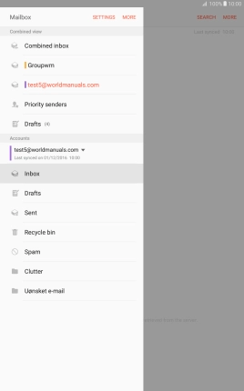 Press the required email account.