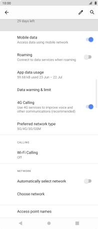 Press the indicator next to 'Automatically select network' to turn on the function.