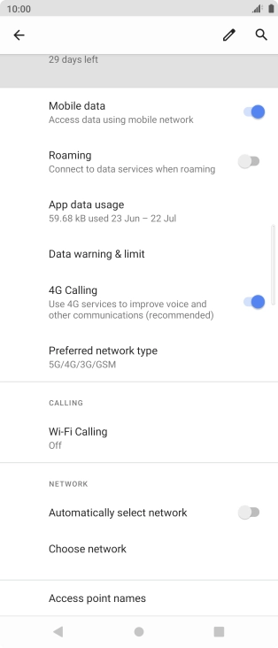 Press the indicator next to 'Automatically select network' to turn on the function.
