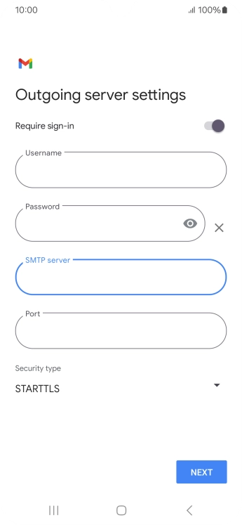Press the field below 'Port' and key in 587.