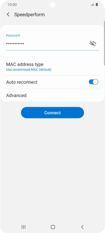 Key in the password for the WiFi network and press Connect.