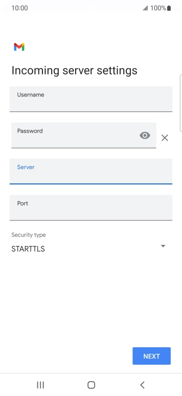 Press the field below 'Port' and key in 143.