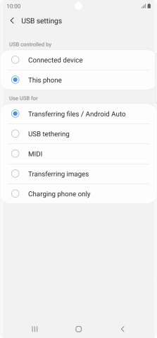 Press Transferring files / Android Auto.