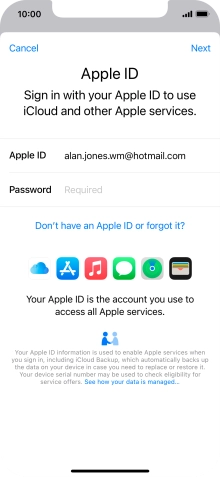 Press the field next to 'Password' and key in the password for your Apple ID.