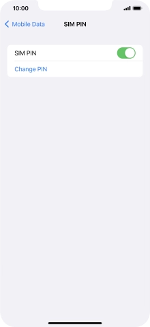 Press the indicator next to 'SIM PIN' to turn the function on or off.