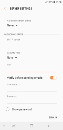 Press the indicator next to 'Verify before sending emails' to turn on the function.