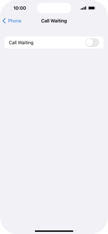 Press the indicator next to 'Call Waiting' to turn the function on or off.