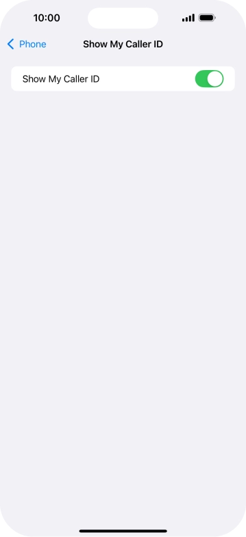 Press the indicator next to 'Show My Caller ID' to turn the function on or off.