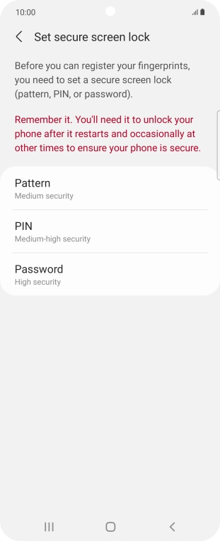 Press the required phone lock code and follow the instructions on the screen to create an additional phone lock code.