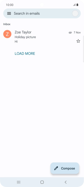 Press the email account icon.