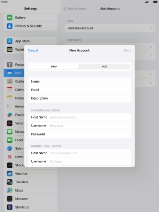 Press IMAP.