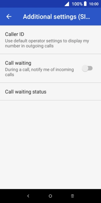 Press the indicator next to 'Call waiting' to turn the function on or off.