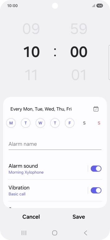Press the indicator next to 'Alarm sound' to turn on the alarm tone.