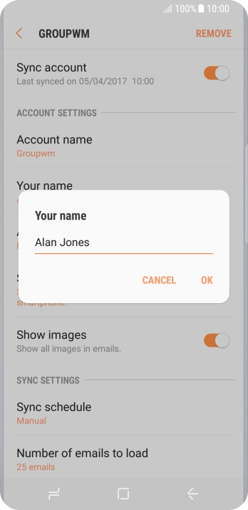 Key in the required sender name and press OK. Key in the required sender name and press OK.