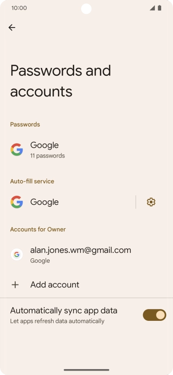 Press Add account.