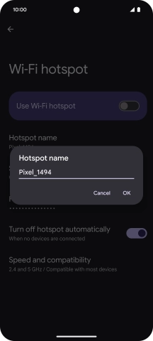 Key in the required WiFi hotspot name and press OK.