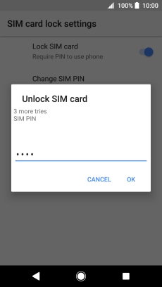 Key in your SIM PIN and press  OK. The default SIM PIN is 0000.