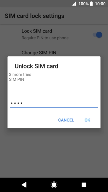 Key in your SIM PIN and press  OK. The default SIM PIN is 0000.