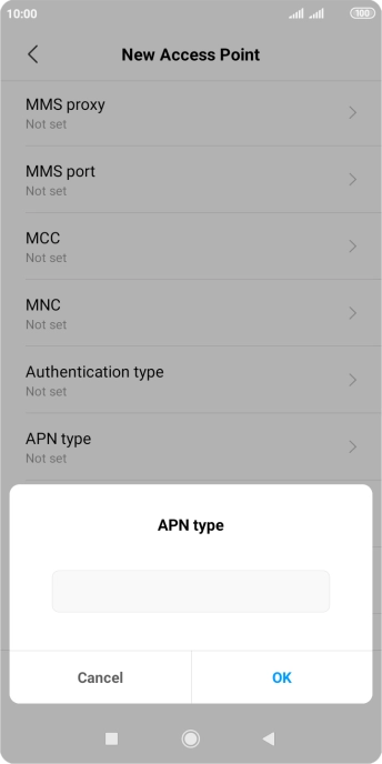 Key in default and press OK.