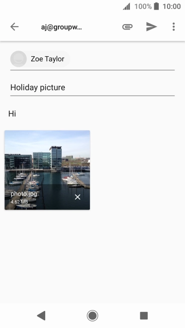 Press the send icon when you've finished your email.