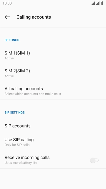 Press the required SIM.