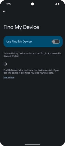 Press the indicator next to 'Use Find My Device' to turn on the function.