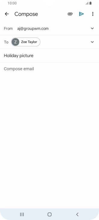 Press the text input field and write the text for your email.
