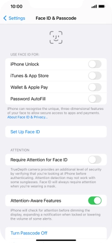 Press Turn Passcode Off and key in the phone lock code.