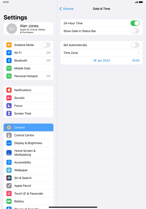 Press the indicator next to 'Set Automatically' to turn on the function.