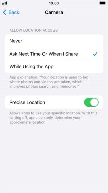 Press the required setting to turn the function on or off.