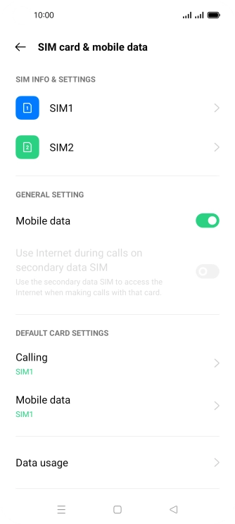 Press Data usage.