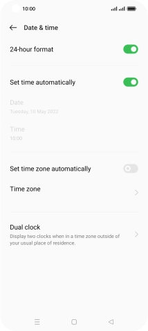 Press the indicator next to 'Set time zone automatically' to turn on the function.