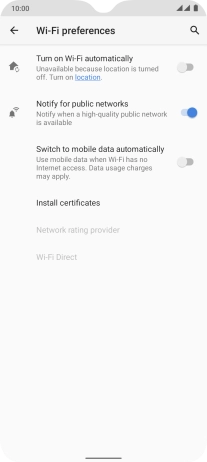 Press the indicator next to 'Switch to mobile data automatically' to turn the function on or off.