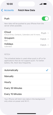 Press the indicator next to 'Push' to turn the function on or off.