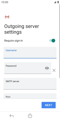 Press the field below 'Password' and key in the password of your email provider's outgoing server.
