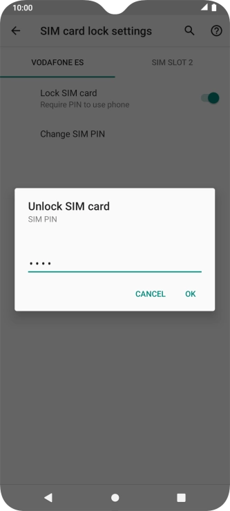 Key in your SIM PIN and press OK. The default SIM PIN is 0000.