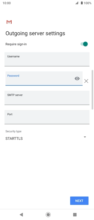 Press the field below 'SMTP server' and key in the name of your email provider's outgoing server.