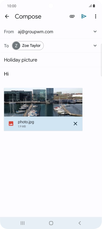 Press the send icon when you've finished your email.