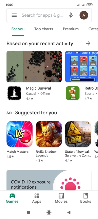Press the search field.