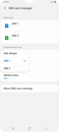 Press the required setting.