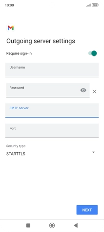 Press the field below 'Port' and key in 25.